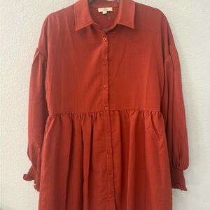 Entro Terracotta Button-Up Dress